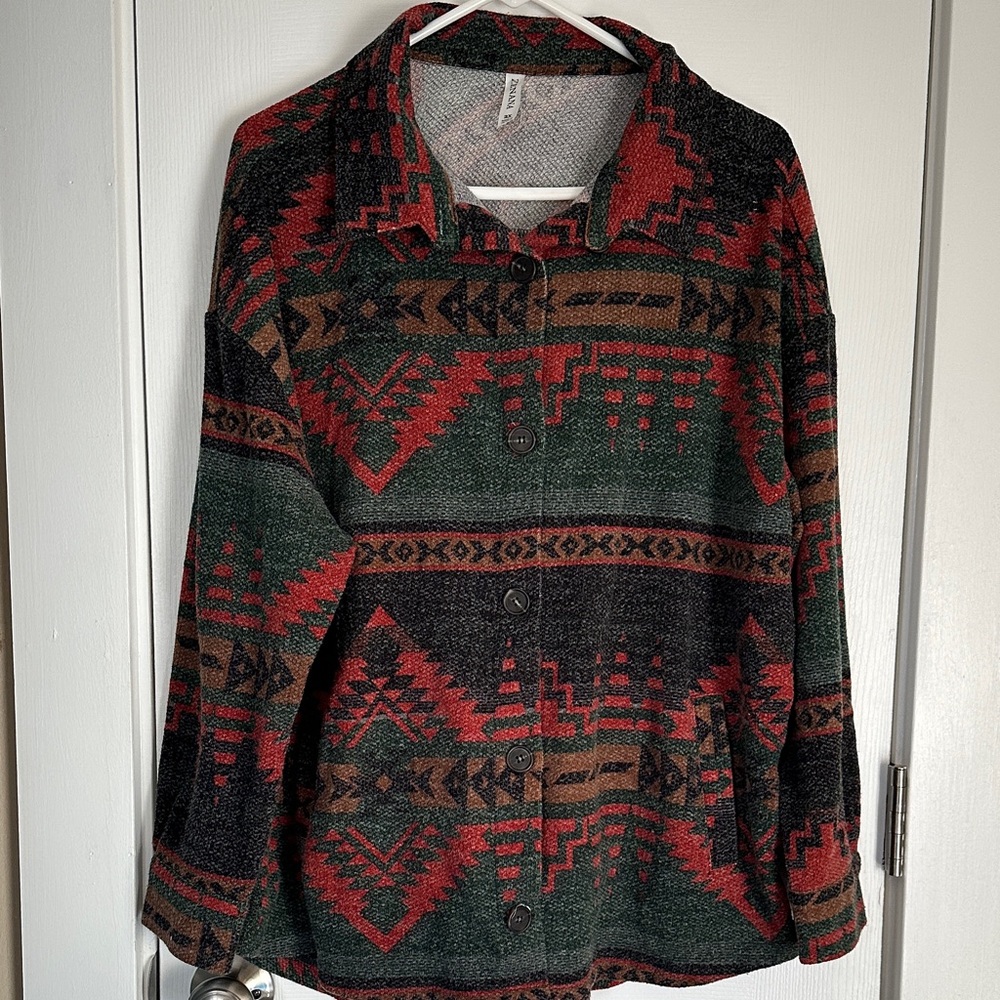 Zenana Outfitters Multicolor Southwest Aztec Shacket